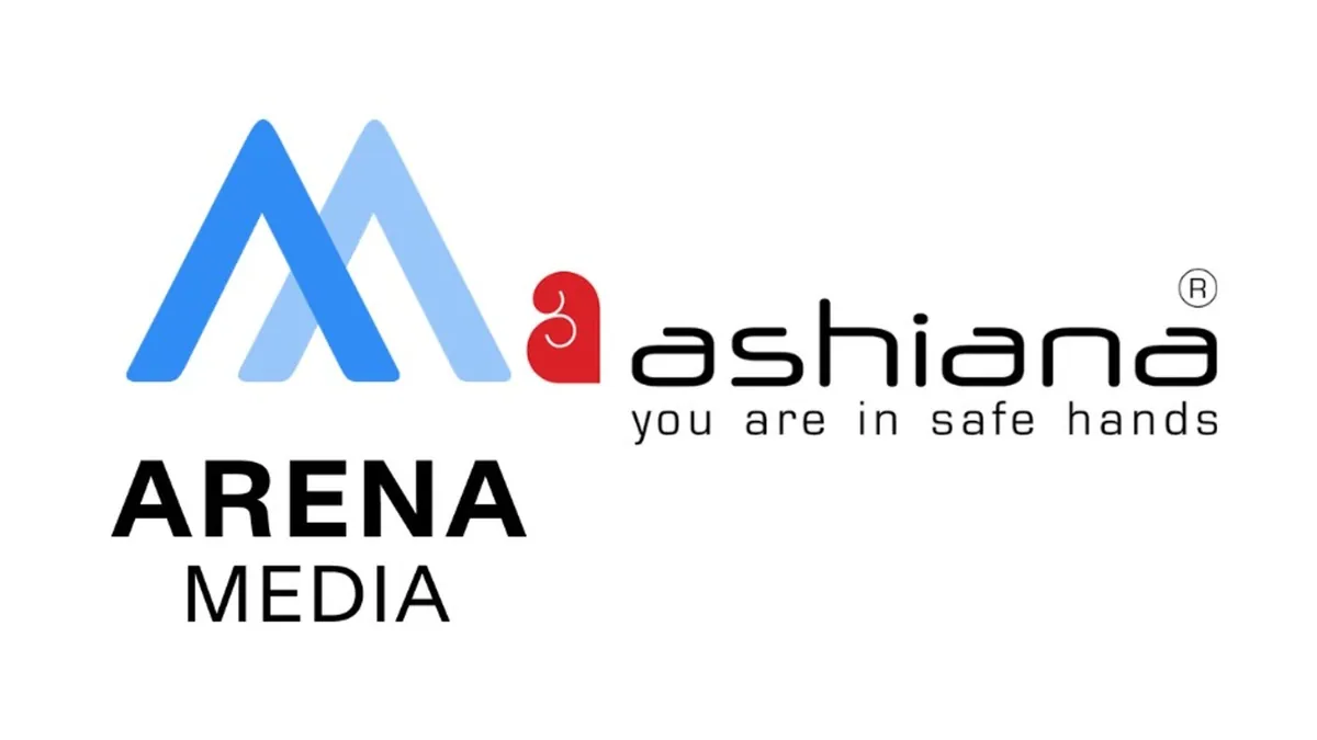 Arena Media and Ashiana logos side by side, for Arena Media India winning the Ashiana Housing media mandate