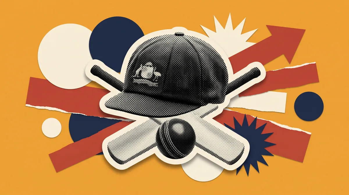 Illustration of a cricket cap, bat and ball marking BKT's extended Big Bash League partnership