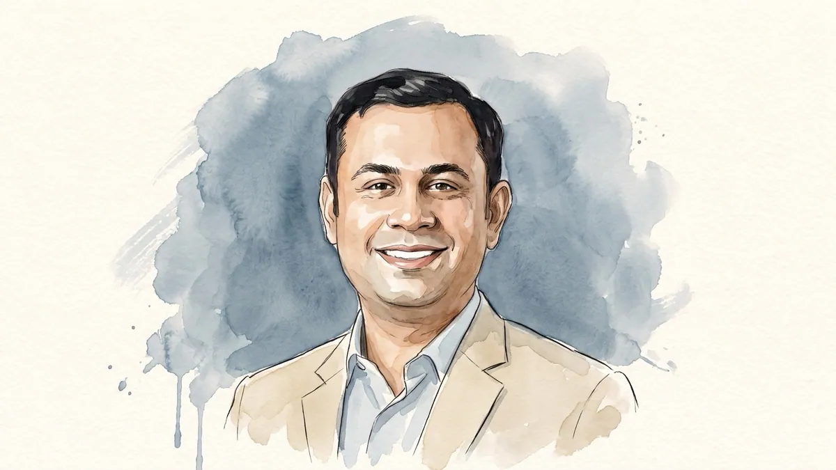 Watercolour and ink portrait of Harshil Mathur, co-founder of Razorpay