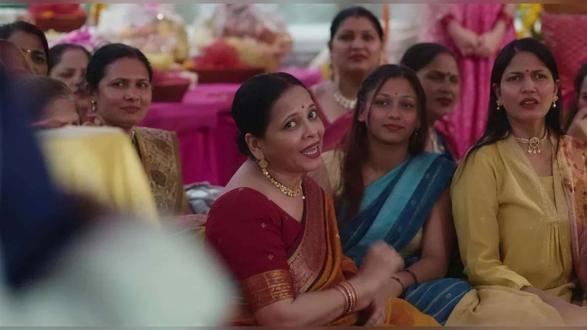 A still from the ENO campaign film showing a family gathering