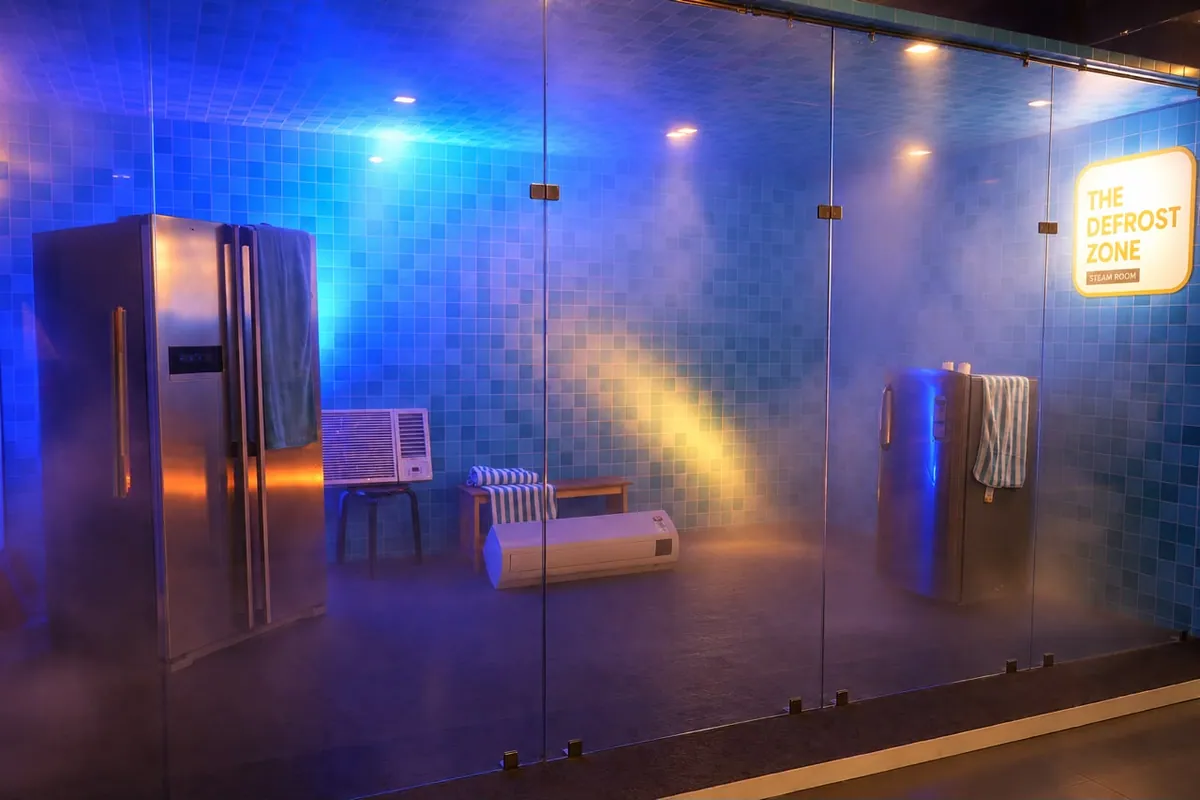 Fridges and air conditioners in the steam room at the Home for Old Age Appliances activation