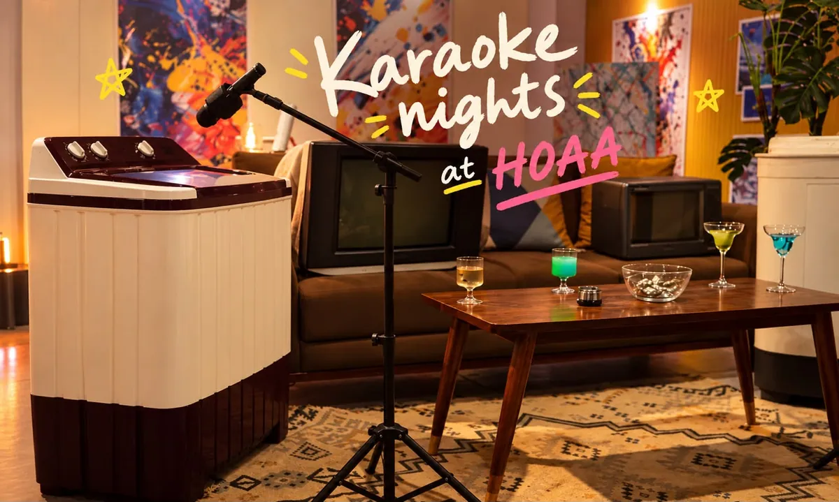 The karaoke zone at the Home for Old Age Appliances activation, built for appliances that make strange noises