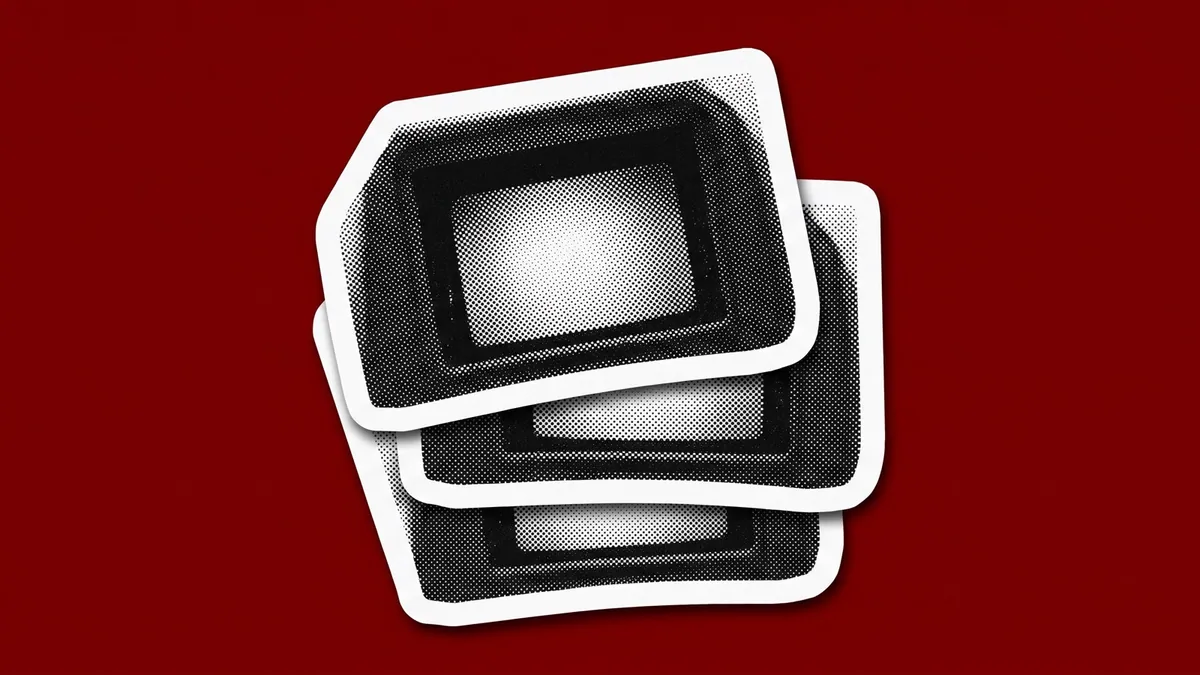 Halftone collage of three viewfinders stacked and overlapping, for how ad film directors are chosen