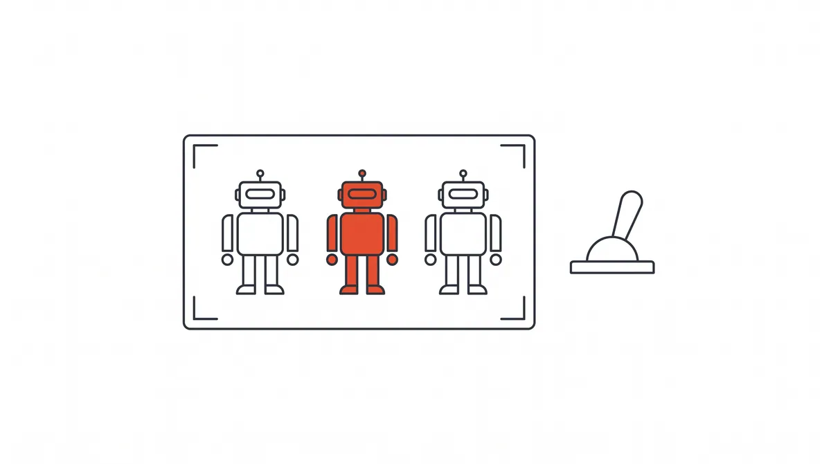 Line-art illustration of a dashboard and magnifying glass marking HubSpot's Agent Hub launch