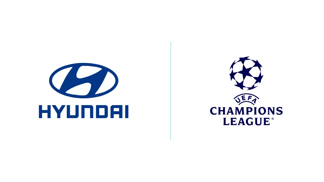 A car and a football as halftone cutouts, for Hyundai becoming official automotive partner of the UEFA Champions League for five seasons