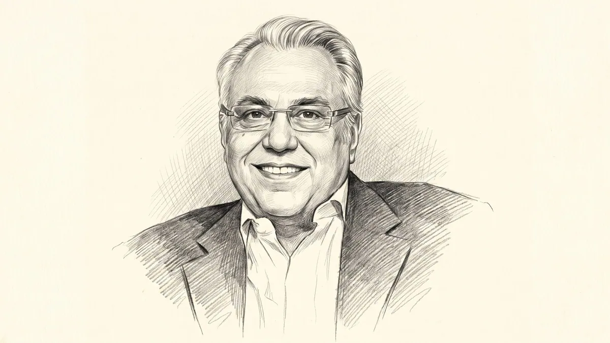A graphite pencil portrait of Arun Nanda, the adman who built Rediffusion