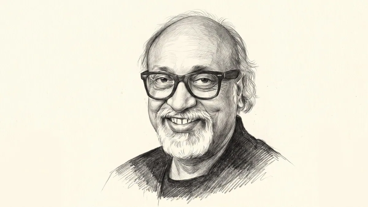 Graphite pencil portrait of K.V. Sridhar, the Leo Burnett creative chief known across Indian advertising as Pops.
