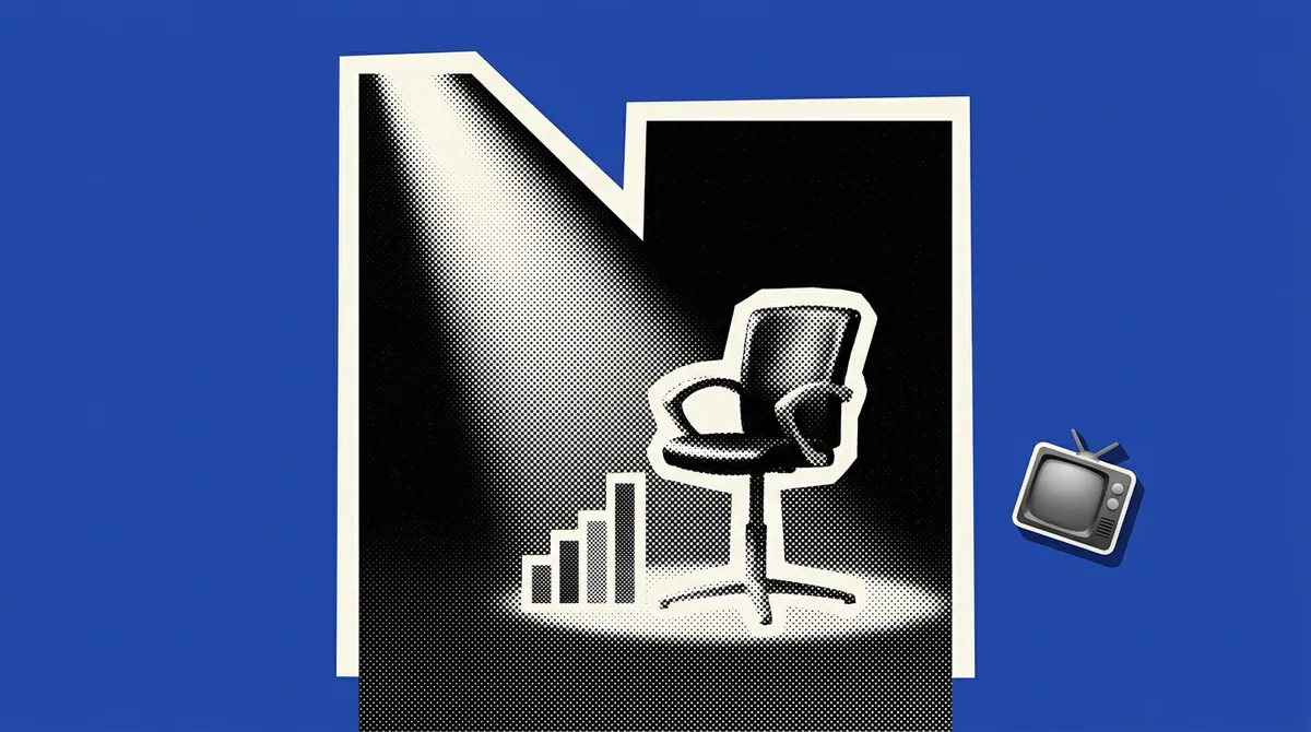 A quiz-show hot seat spotlight beside a rising CPM chart