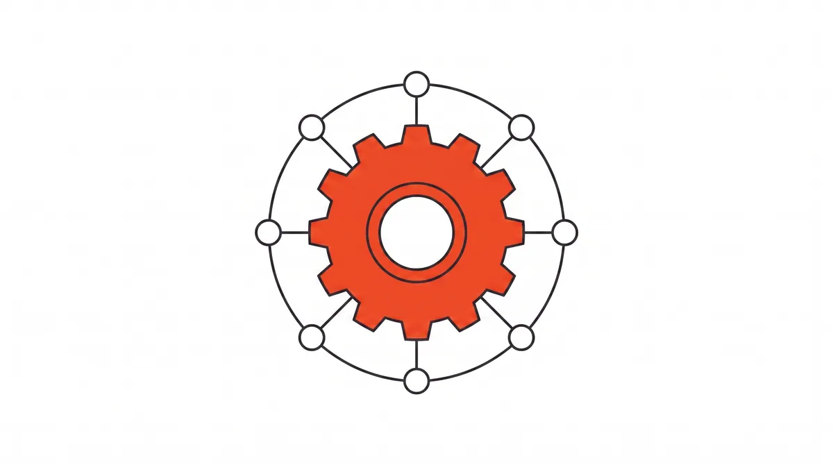 Line-art illustration of a central hub connected to six nodes, marking Netcore's rebrand to Netcore.ai