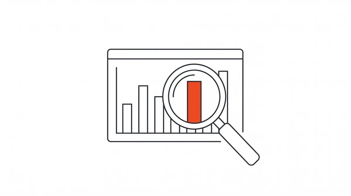 Line-art illustration of a dashboard and magnifying glass marking Nielsen's Ad Intel AI launch