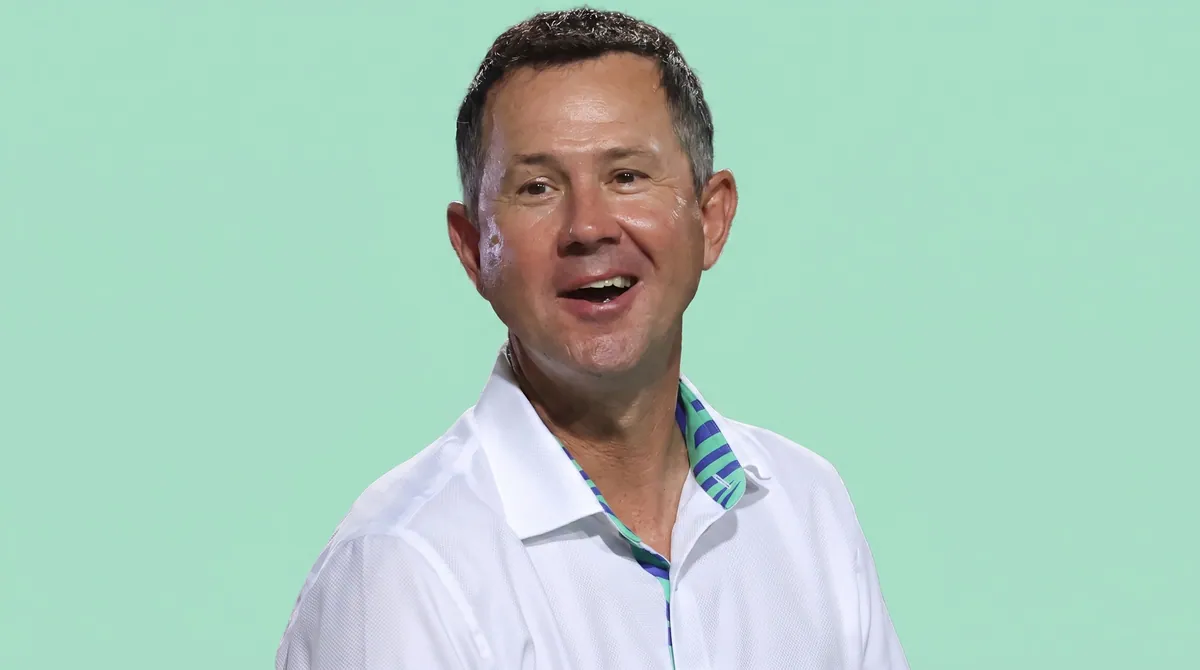 Ricky Ponting, ambassador investor at Century Cricket, in a white open-collar shirt