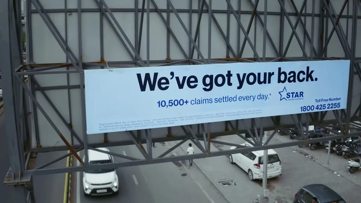 A still from the Star Health Insurance We've Got Your Back outdoor campaign