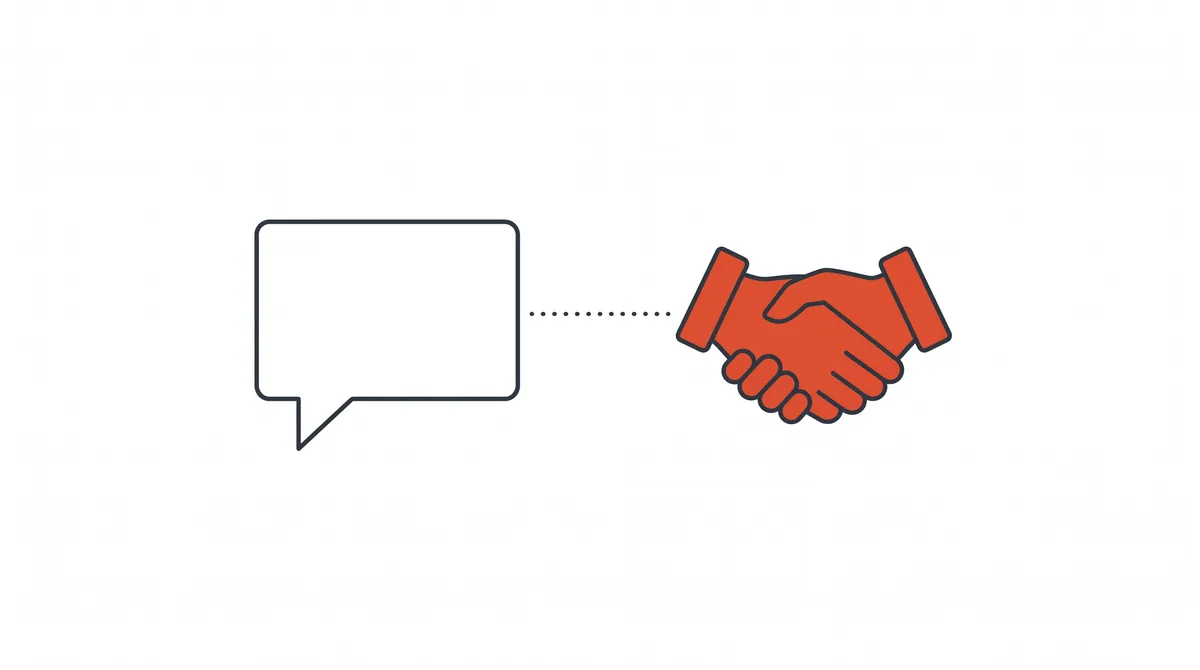 Line-art illustration of a speech bubble and network marking SuperStuff.ai's Marko launch