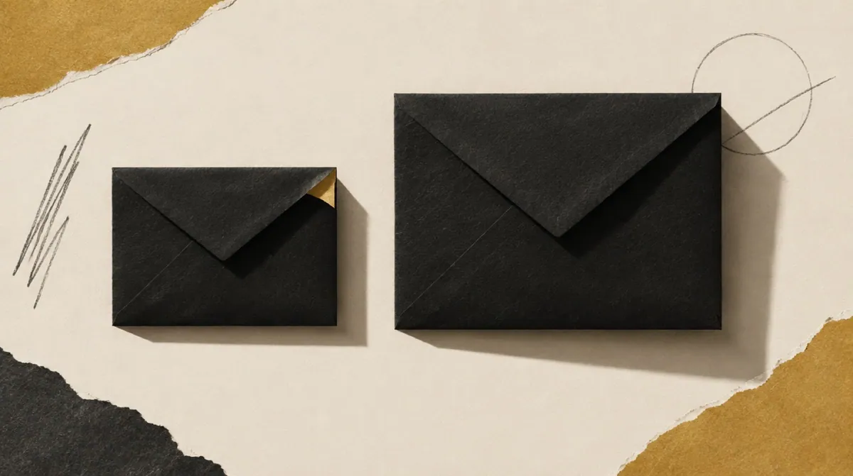 Two sealed envelopes of different sizes lying side by side, one slightly open