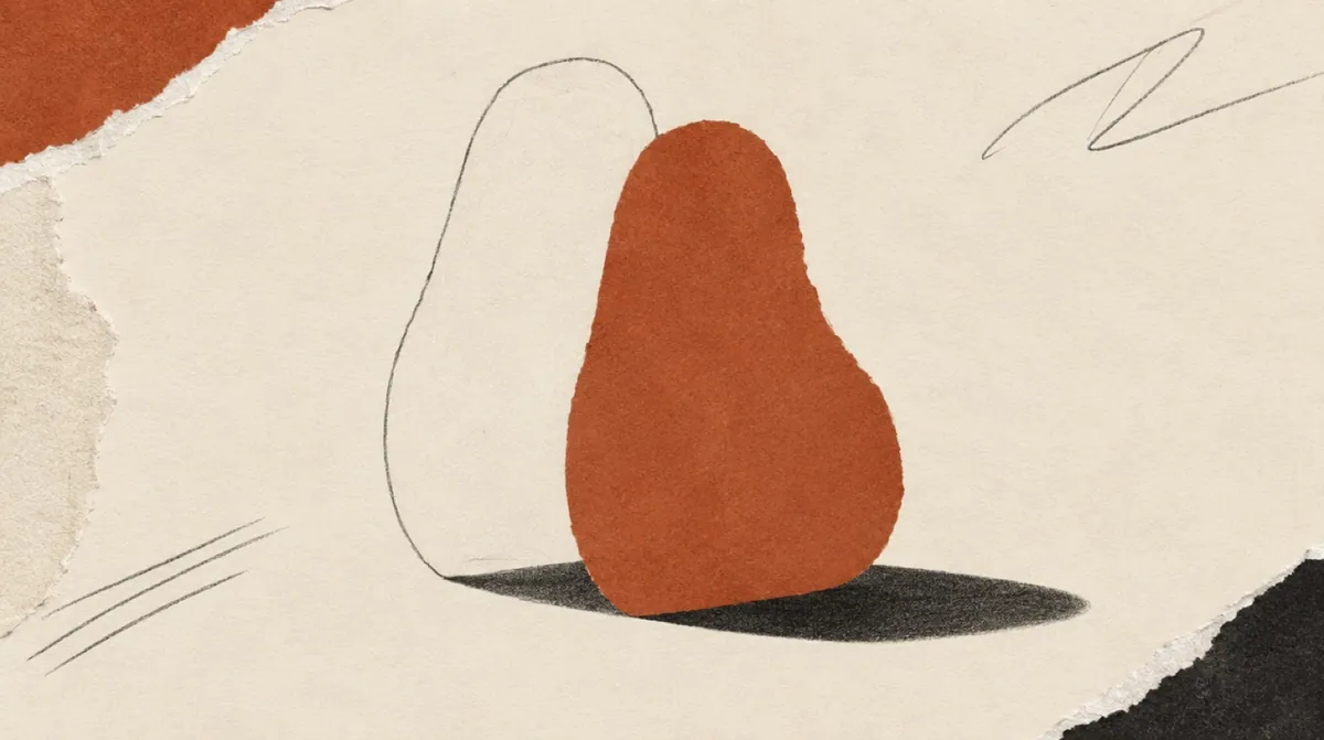 Two overlapping hand-drawn outlines of the same shape, one faint and one solid, sharing a single shadow