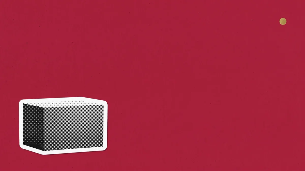 Halftone collage of an empty pedestal in deep negative space, for why brands stopped making mascots